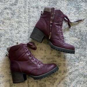 Carlos Santana purple combat boots